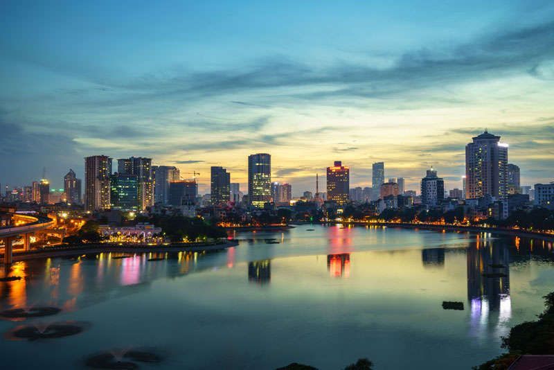 De skyline van Hanoi <br>
