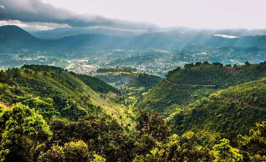 Het berglandschap van Myanmar<br>