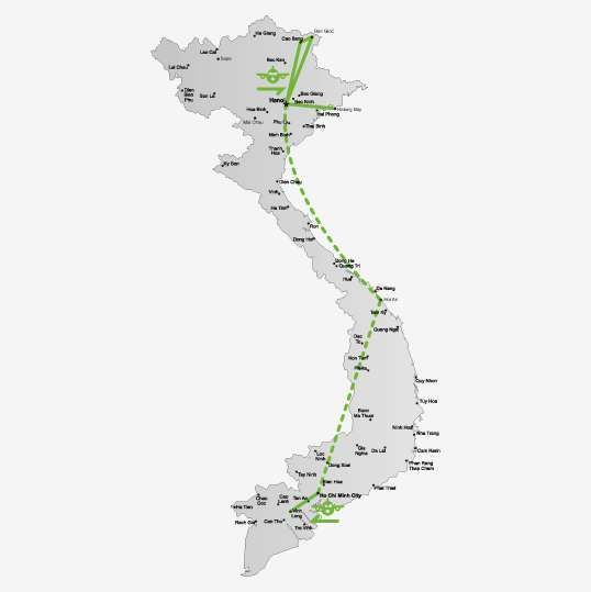 De route van je Vietnam groepsreis in de zomer<br>