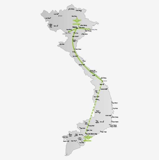 De route van je Vietnam Budget rondreis in de zomer<br>