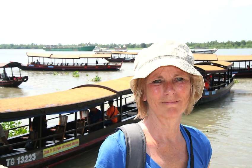 Het laatste stuk met de boot de Mekong delta in!<br>
