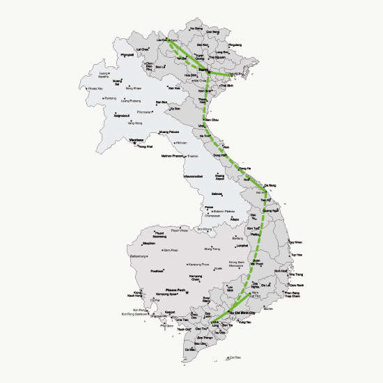 De route van de Veelzijdig Vietnam in drie weken rondreis<br>