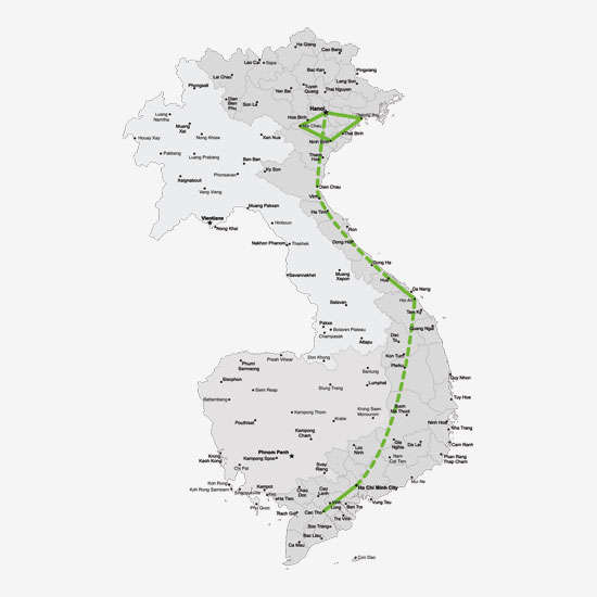 De route van de luxe rondreis <br>
